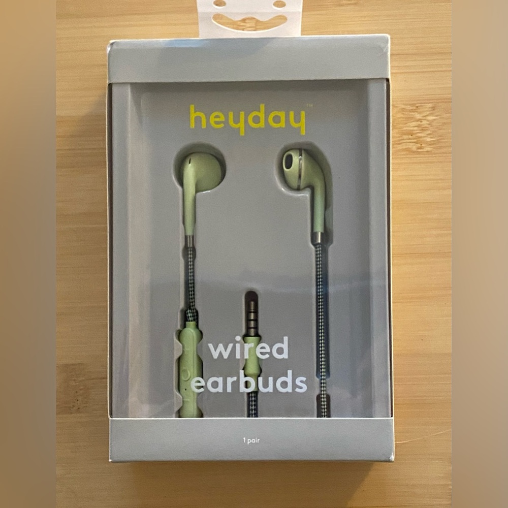 🆕 Heyday Wired Earbuds Pastel Lime Green Audio Headphones